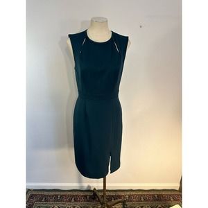 Forever 21 Green Sheath Dress Sz Small Office Career Keyhole Party Lined EUC